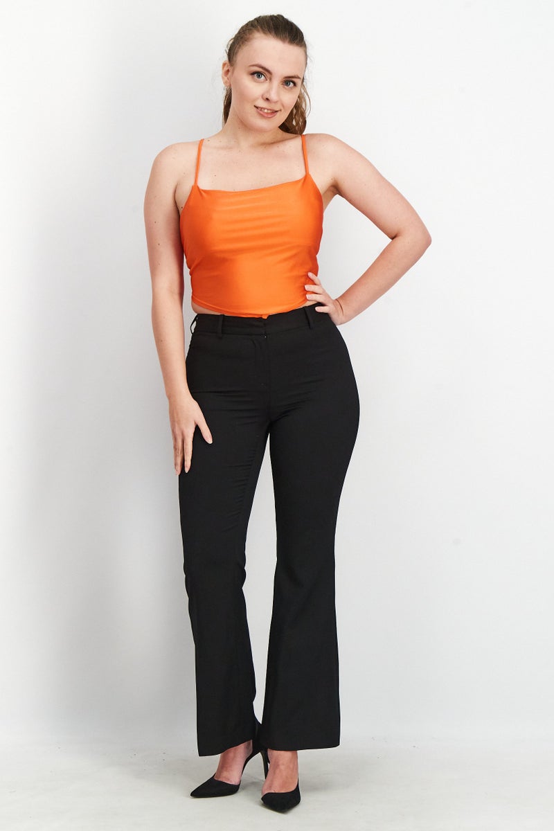 Sinsay Women Square Neck Sleeveless Open Back Top, Orange - Image 2